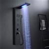 KINKIBOS Pannello doccia a LED con rubinetto, 5 funzioni, pannello doccia con indicatore di temperatura LED, pioggia e cascata, 3 ugelli massaggianti, doccetta e vasca da bagno, colonna doccia in