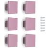 Poliplast - Set da 6 Pomelli, Design a quadrato, per Cucina, Armadio e Cassetti, per Bambini, Verniciato a mano, Colore Rosa, Art. 22q