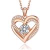 MomentWish Collana Donna Oro Rosa, 1 Carato Moissanite Collana Argento 925 Con Ciondolo Cuore Regalo Per Le Donne Fidanzata
