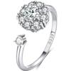 FEIKFEIZ Anello in Moissanite per donna, diamante coltivato in laboratorio da 1-2CT, argento 925 placcato in oro bianco 18K, anello aperto regolabile, anello di fidanzamento.
