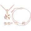 MICMIF Parure di Gioielli Donna Collana Bracciale e Orecchini Quadrifoglio Ciondolo Argento Sterling 925 Zircone Cubique per Fidanzata Mamma Figlia Festa, Oro rosa