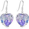 Eusense Orecchini a Forma di Albero Della vita per Donne Orecchini in Argento 925 Orecchini di Cristallo Con Cuore Viola Regali di Gioielli per Donne Ragazze