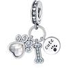 Annmors Ciondolo Argento Sterling 925 Charm Bead Compatibile Bracciale e Collane Europei Lucky Dog Paws Charms Perline zirconi Natale,San Valentino,festa della mamma,ciondoli regalo per donne ragazze