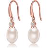 Jiahanzb Orecchini Perle Donna in Argento Sterling 925 Orecchini a Perle Pendenti Ipoallergenici Bianco Perla Gioielli Regali da Donna Oro Rosa