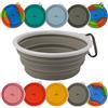 Ligo - EBBY 2PZ ciotola per cani, ciotola da viaggio, ciotola portatile per acqua e cibo, ciotola pieghevole con moschettone (GRIGIO TORTORA) M