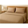 TEXTILE COLLECTION Set Lenzuola Matrimoniale SUITE in Microfibra con Righe Tono su Tono - Completo Letto composto da: 2 federe, lenzuolo sotto ad angoli e lenzuolo sopra - Beige (Beige)