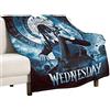 OMIAJE Coperta Addams in flanella di flanella super morbida coperta coperta per letto e divano in cotone decorativo, dimensioni 122,5 x 100,5 cm per divano e letto