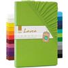 Lavea® Lenzuolo con Angoli MAYA - Jersey 100% Cotone Morbido e Traspirante - Con Elastico per Letto Singolo, Matrimoniale o King Size - OEKO-TEX® (Verde mela, 120 x 200 cm)