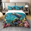 Loussiesd Sea Turtle - Set copripiumino per letto singolo, 100% cotone, motivo: tartaruga di rettile, set di biancheria da letto con copripiumino e copripiumino in stile nautico, colore: blu