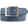 BELTINGER Cintura da uomo in morbida pelle bovina pieno fiore con doppia fibbia effetto vintage 4 cm | Cintura in denim da uomo 40mm | Cintura in pelle effetto usato | Navy 90cm