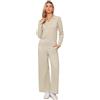 Allegra K Donna Completo con Maglione Lavorato a Maglia Pantaloni a Gamba Larga 2 Pezzi Scollo a V Abiti da Salotto alla Moda e Comodi. Albicocca XS