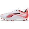 PUMA Scarpe da calcio ULTRA 5 PLAY FG/AG per ragazzi, Scarpe, Bianco/Nero/Glowing Rosso, 35