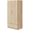 LBSIGN Armadio Guardaroba 2 Ante 1 Cassetto 80x50x170 Simply Rovere