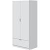 LBSIGN Armadio Guardaroba 2 Ante 1 Cassetto 80x50x170 Simply Bianco
