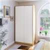 LBSIGN Armadio Guardaroba 2 Ante Scorrevoli 10x50x200 TOP Bianco E Rovere