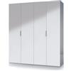 Fores Armadio Guardaroba 4 Ante 180x52x200 Con Barre Appendiabiti MAX Bianco Lucido