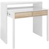 Fores Scrivania Consolle Estraibile Salvaspazio 98x36x87 Cm Bianco E Rovere