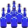 mikken 6 bottiglie di vetro blu da 0,75 litri con chiusura a leva, in porcellana, con etichette di rivestimento