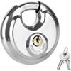 ASelected Lucchetto a disco da 70 mm, in acciaio inox, resistente, impermeabile, con lucchetto per magazzini, contenitori, garage, cancelli, catene, recinzioni (2 chiavi)