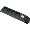 FANTON 410121- Ciabatta Multipresa FIDO senza cavo 4 prese bipasso bivalenti e interruttore bipolare luminoso colore NERO made in italy