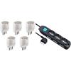 Electraline 92292 Set Adattatori da Schuko a Spina Piccola, Bianco, Confezione Da 5 + Electraline 62019 Multipresa 9 Posti 3 Polivalenti Schuko 10/16A + 6 Bivalenti 10/16A-Cavo, Nero, 1.5 m