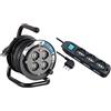 Electraline 49212 Prolunga Elettrica Con Avvolgicavo 10 Mt 4 Prese Polivalenti Spina Grande 16A & 62019 Multipresa 9 Posti 3 Polivalenti Schuko 10/16A + 6 Bivalenti 10/16A-Cavo, Nero, 1.5 M