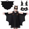 Kiiwah Costume Pipistrello Bambino, Vestito Halloween Bambino Costume Halloween Pipistrello con Maschera e Fermagli per Capelli Bat Mantello per Carnevale, Feste di Ruolo, Mascherate