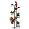 Relaxdays Supporto Metallico per Piante, Portavasi a Paravento, 6 Ripiani, per Interni ed Esterni, H: 140 cm, Nero