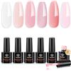 MODELONES Gel 8 in One Builder, 6 colori nude glitter rosa trasparente, gel per unghie in gel duro, gel per unghie Quick Extension, smalto UV Soak Off UV per manicure