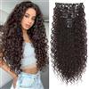 XFSRG Extension capelli ricci afro con clip posticcio voluminoso e realistico, facile da applicare, perfetto per feste a tema, concerti, look quotidiani (Marrone Scuro-4#)