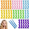 BUOSHUO Bigodini per Boccoli Heatless Hair Curler 30 Pezzi, Styler a Spirale Senza Calore 30cm con 1 Set Ganci per Capelli - Per Capelli Lunghi/Fragili, Ideale Uso Domestico Fai-da-te e Styling Notturno