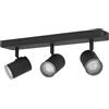 EGLO Lampada da soffitto a 3 luci, Consuma 1, faretto da soffitto per soggiorno e bagno, lampada da soffitto con 3 spot, in acciaio nero, attacco GU10, IP44