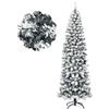 FANTASK Albero di Natale artificiale con neve, 135/180/225 cm, con supporto in metallo, sistema di chiusura a matita, albero di Natale in PVC, verde (225 cm)