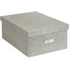 BIGSO BOX OF SWEDEN KATIA - Contenitore di medie dimensioni con coperchio, robusto organizer in fibra e carta effetto lino, pratica scatola pieghevole con cornice per etichette, colore beige