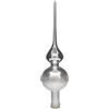 Ornex Puntale ornamentale (28x7cm) in vetro soffiato e decorato a mano per albero di Natale, argento