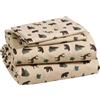 Beatrice Home Fashions How Plumb Aubrie Home Accents Cozy Cabin - Set di lenzuola in microfibra con tasche profonde, motivo patchwork rustico, motivo cervo, marrone, verde chiaro