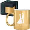 Maverton Tazza da caffelatte o tè in ceramica - Incisione personalizzata - Bicchiere da colazione per latte macchiato da 330 ml - Tazze per anniversario per una coppia - Oro - sposi