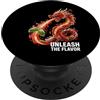 Flavor Fury Designs Design al gusto di drago ardente PopSockets PopGrip Adesivo