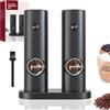 Hotec Set di 2 macinasale e pepe elettrico, funzionamento a batteria con 5 livelli grossi, regolabile, macinazione automatica, luce LED e meccanismo in ceramica, ideale per cucina, barbecue