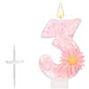 lasuroa Candela di Compleanno Rosa con Numero, 7,2cm Margherita Scintillanti Candela con Numero Topper per Torta Decorazione Ideale Compleanno Festa Baby Shower e Anniversario di Bambine Regali (3)