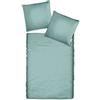CASABEL Set copripiumino a righe in raso makò, 100% cotone/220 fili, setoso, lussuoso e senza tempo, con chiusura lampo, verde menta, copripiumino 135 x 200 cm, federa 80 x 80 cm