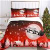 IUNTWEIE Copripiumino matrimoniale natalizio, copripiumino rosso con Babbo Natale e alce, decorazione natalizia, morbido set di biancheria da letto con zip (F, 220x240cm)