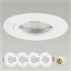 CongShine 4x Faretti incasso cartongesso GU10 Alluminio Cornice Bianco, Portafaretto Faretto led da incasso per cartongesso incl.portalampada GU10 Rotondo 65mm per LED e Alogeno, 60-70mm 230V