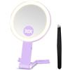 B Beauty Planet specchio d'ingrandimento con luce, specchio d'ingrandimento 30X/1X a doppia faccia, specchio da trucco da viaggio con 3 luci colorate, specchio da trucco pieghevole con tweeezer