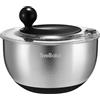 SveBake Centrifuga per insalata da 5,3 Qt in acciaio inox con pulsante di arresto, centrifuga per insalata senza BPA, coperchio trasparente e foro di scarico, fondo antiscivolo, lavabile in