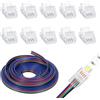 Kmuqshy 5 m Cavo di prolunga Striscia LED 4 pin, 22 AWG 5 V-24 V con 10 connettori rapidi nastro LED senza saldatura per RGB 5050 10 mm, cavo di alimentazione multicolore per illuminazione striscia flessibile