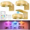 WILLED Luce Per Quadri Senza Filo Ricaricabile, RGB Faretto per Quadri a Batteria, Applique LED da Parete, Quadri Lampada, Applique Quadro Luci per Esposizione Pittura Vetrina（3 Pezzi, Oro）