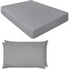 NIYS Luxury Bedding Lenzuola con angoli extra profondi in 100% cotone egiziano, 40 cm, colore argento, matrimoniale + coppia di cuscini)