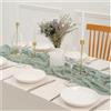 Bieiyhe Runner da tavolo verde salvia 90 x 300 cm Boho Runner da tavolo in tessuto arricciato in mussola garza di cotone tessuto rustico, runner da tavolo cucina