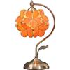 Bieye L30753 Lampada da tavolo in vetro colorato in ciliegio con base in ottone vintage paralume largo 21 cm, altezza 42 cm (Arancione)